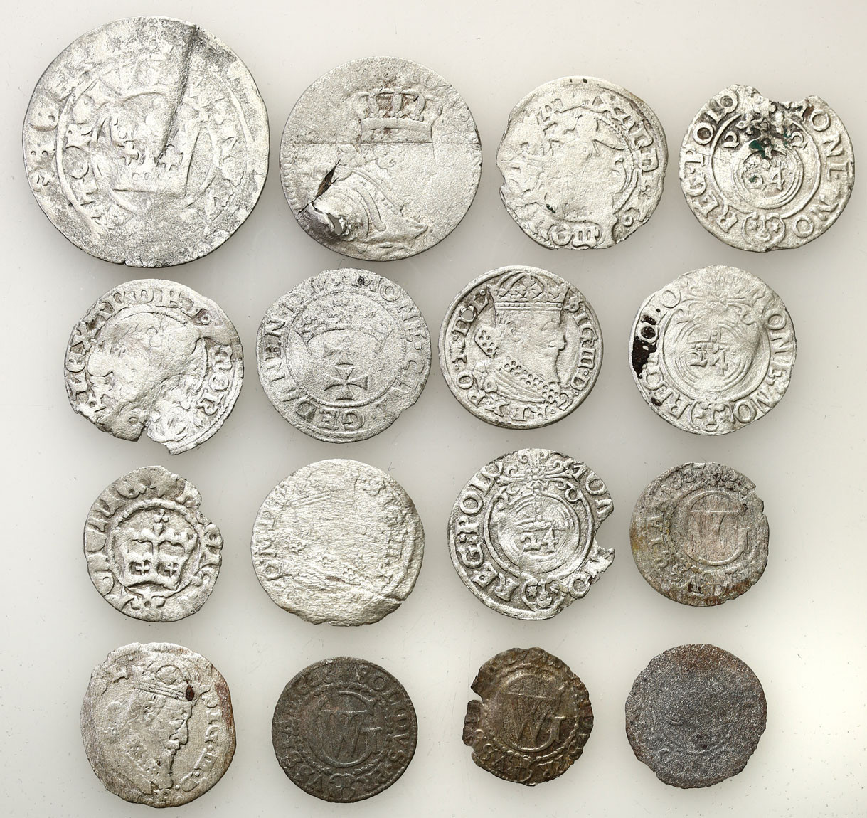 Polska, Czechy, Prusy. Szeląg, grosz półgrosz, półtorak, zestaw 16 monet